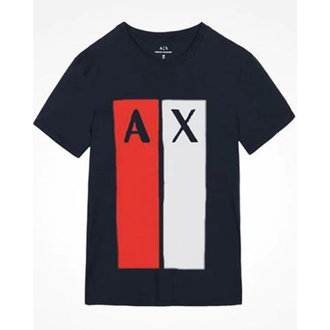 ARMANI..EXCHNAGE - Navy' Exclusive A.X Crew Neck Cotton T-Shirt