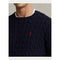 RL - Cable Knit Small Pony Sweater - Navy