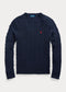 RL - Cable Knit Small Pony Sweater - Navy