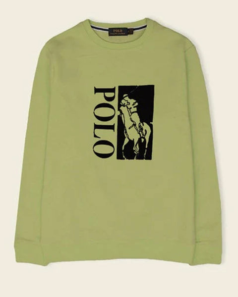 RL - Men Olive Pony Printed Fleece Sweatshirt