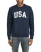 RL - Men Navy Polo USA Printed Crew Neck Fleece Sweatshirt