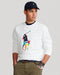 RL - Men White Big Pony Multi color Fleece Crewneck Sweatshirt