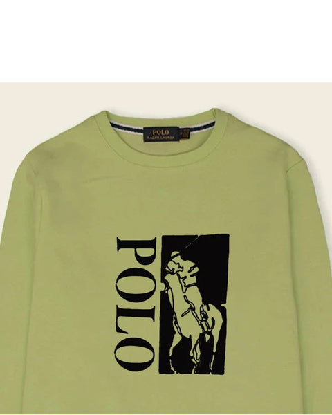 RL - Men Olive Pony Printed Fleece Sweatshirt